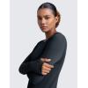 imageCRZ YOGA Womens Seamless Workout Long Sleeve Shirts Quick Dry Gym Athletic Tops Breathable Running Yoga TShirtsTrue Navy