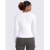 imageCRZ YOGA Womens Seamless Workout Long Sleeve Shirts Quick Dry Gym Athletic Tops Breathable Running Yoga TShirtsWhite
