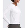 imageCRZ YOGA Womens Seamless Workout Long Sleeve Shirts Quick Dry Gym Athletic Tops Breathable Running Yoga TShirtsWhite