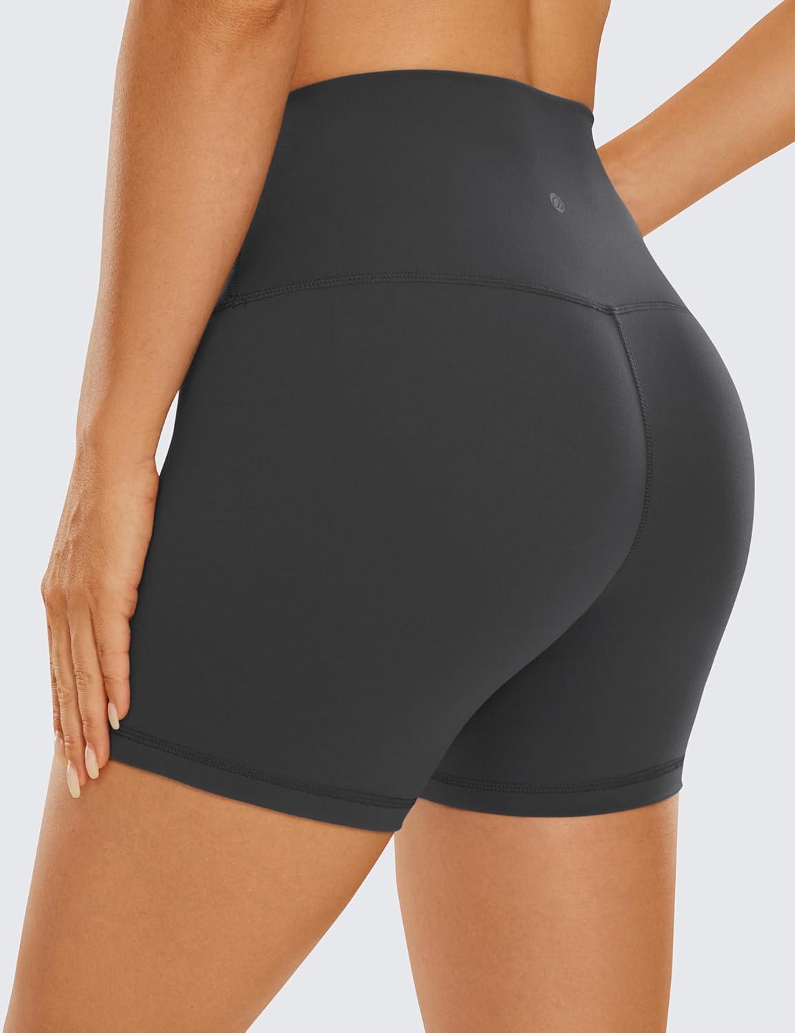 imageCRZ YOGA Womens Butterluxe Biker Shorts 4  High Waisted Booty Workout Volleyball Yoga SpandexMysterious Grey