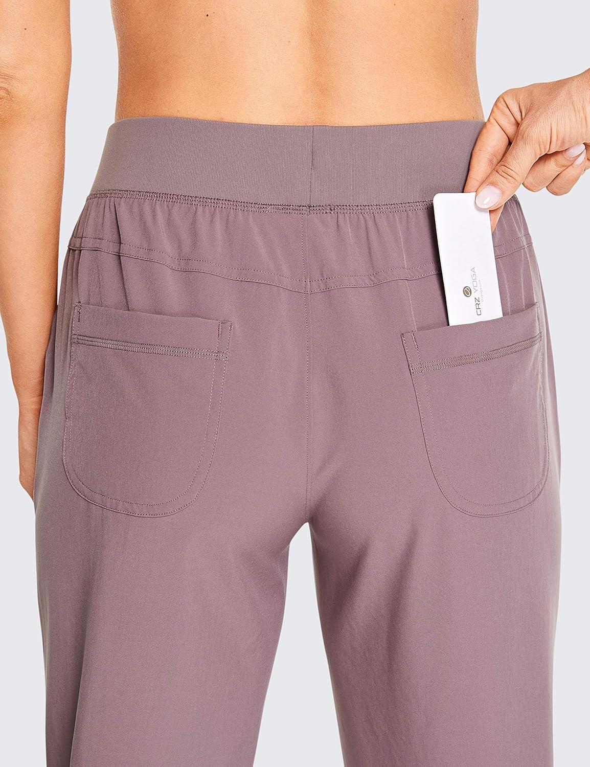 imageCRZ YOGA Womens Lightweight Workout Joggers 275quot  Travel Casual Outdoor Running Athletic Track Hiking Pants with PocketsAntique Bark