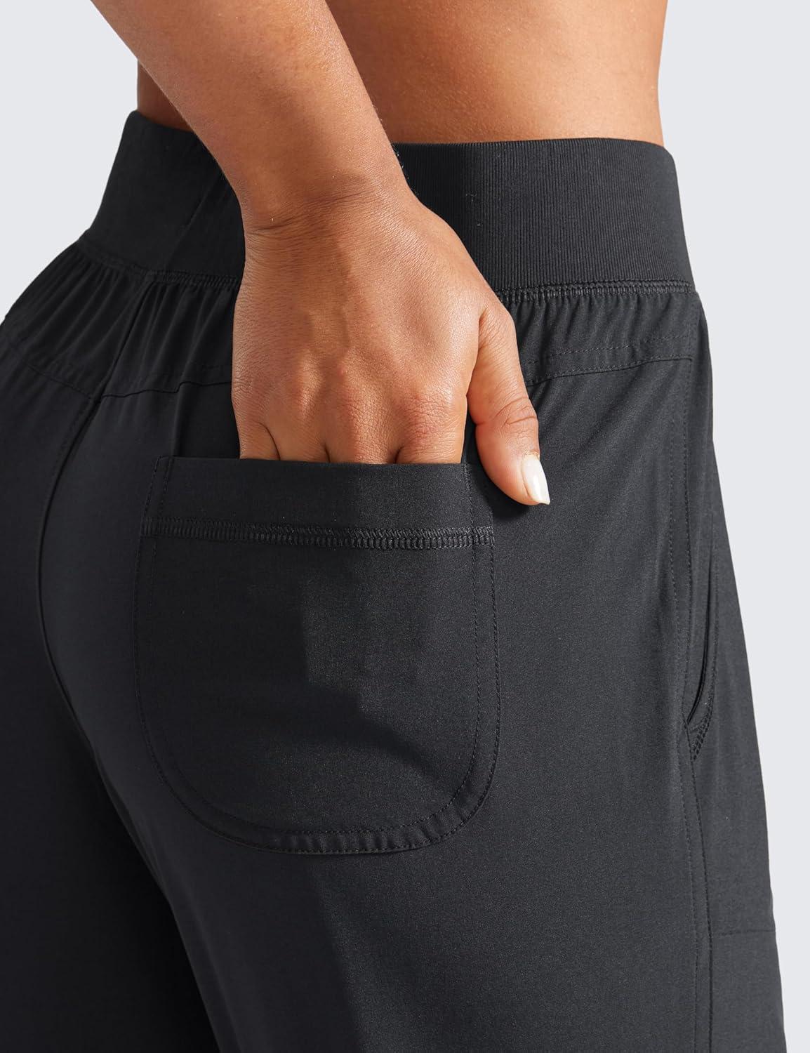 imageCRZ YOGA Womens Lightweight Workout Joggers 275quot  Travel Casual Outdoor Running Athletic Track Hiking Pants with PocketsBlack