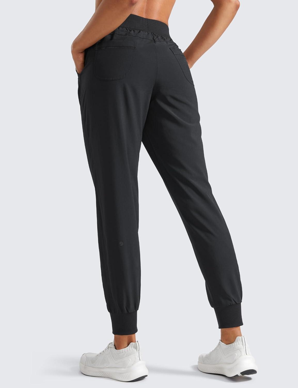 imageCRZ YOGA Womens Lightweight Workout Joggers 275quot  Travel Casual Outdoor Running Athletic Track Hiking Pants with PocketsBlack