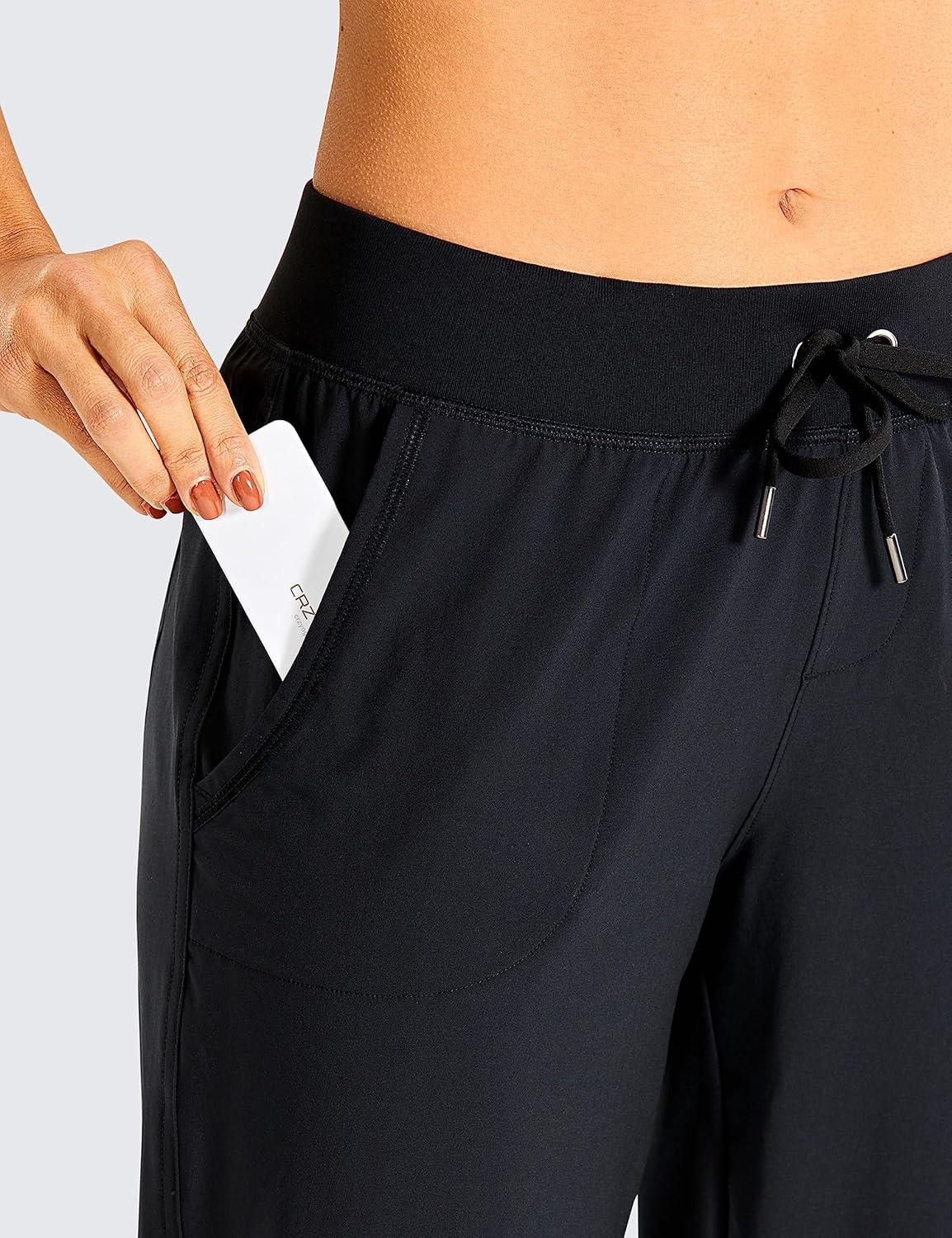 imageCRZ YOGA Womens Lightweight Workout Joggers 275quot  Travel Casual Outdoor Running Athletic Track Hiking Pants with PocketsBlack