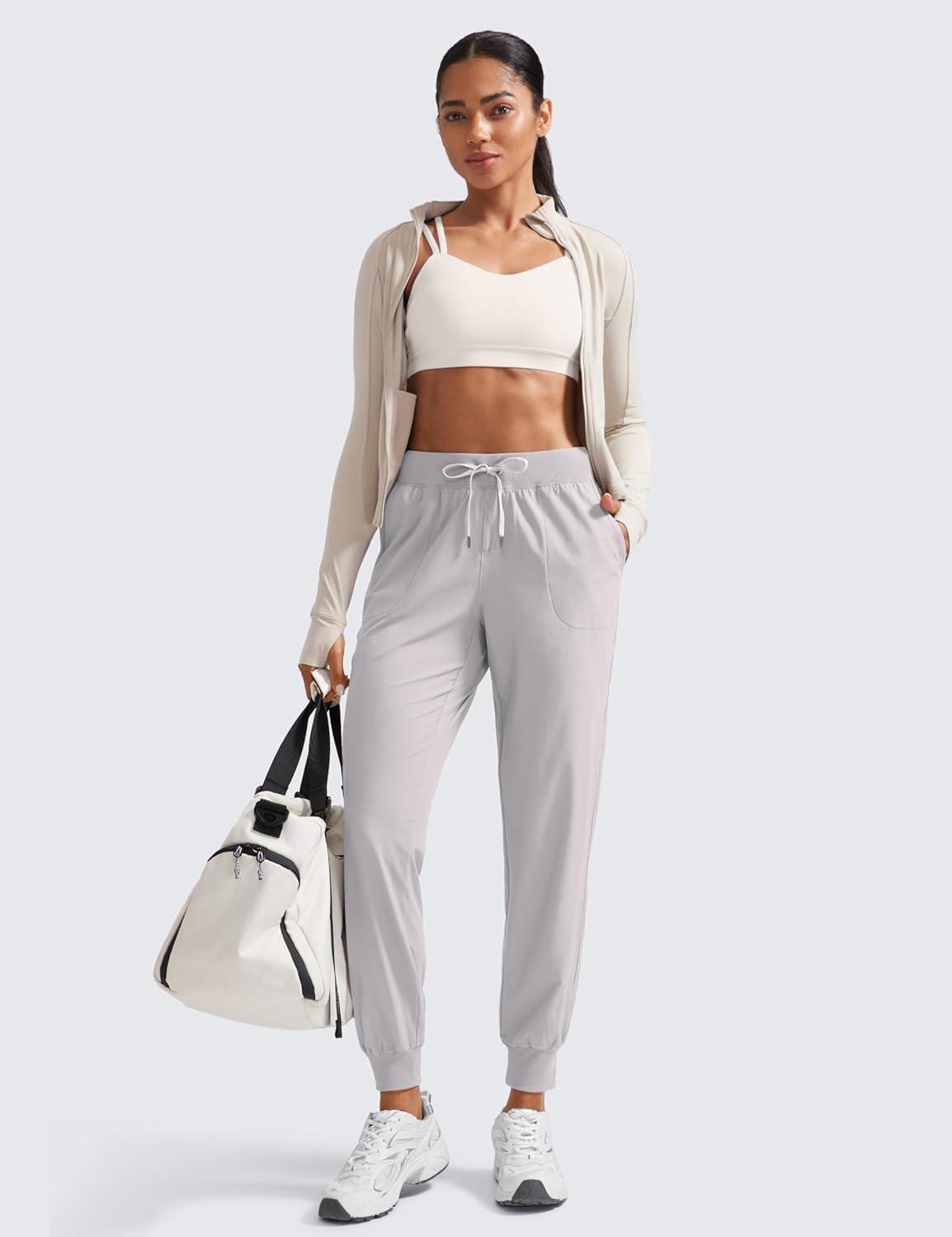 imageCRZ YOGA Womens Lightweight Workout Joggers 275quot  Travel Casual Outdoor Running Athletic Track Hiking Pants with PocketsDark Chrome