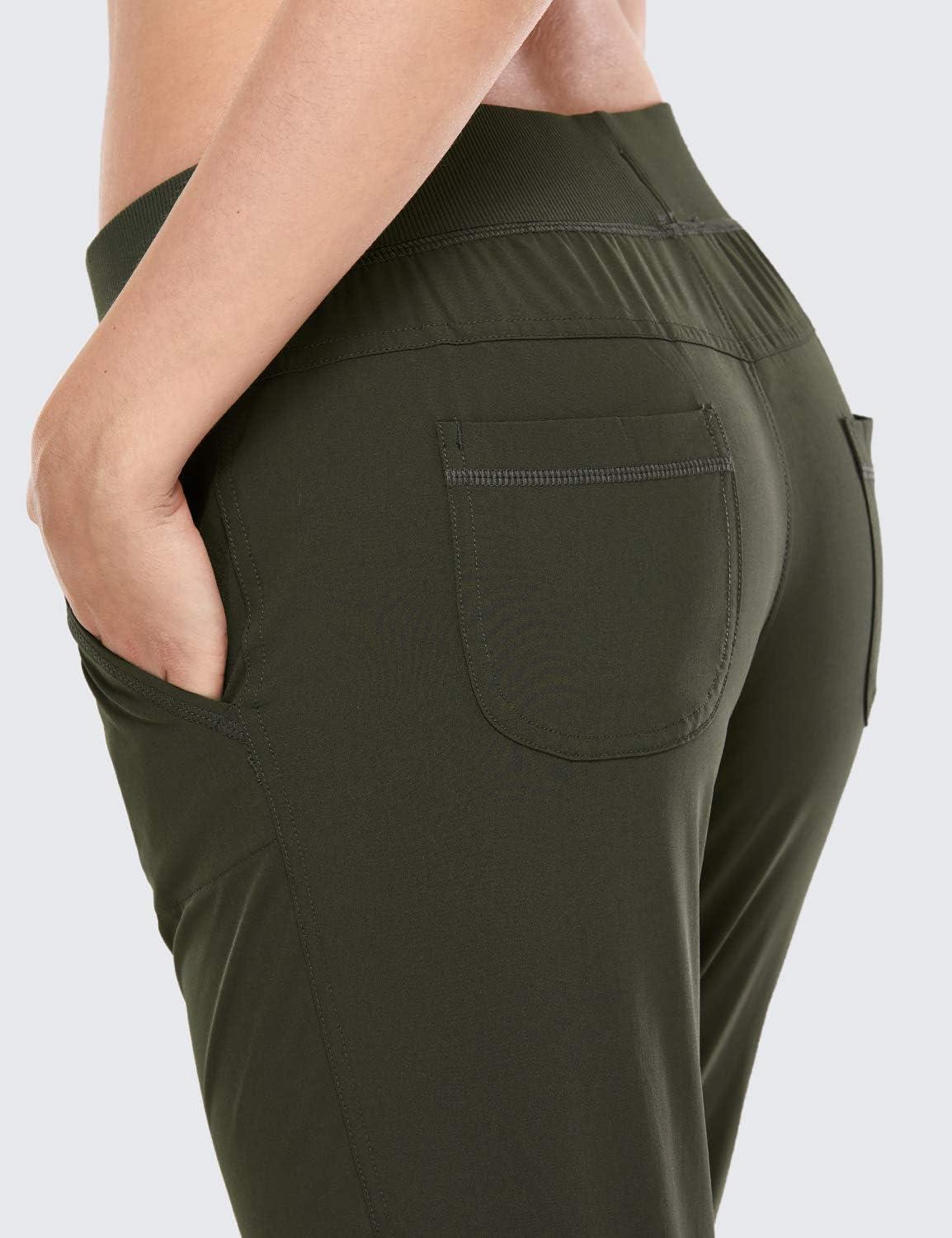 imageCRZ YOGA Womens Lightweight Workout Joggers 275quot  Travel Casual Outdoor Running Athletic Track Hiking Pants with PocketsDark Olive
