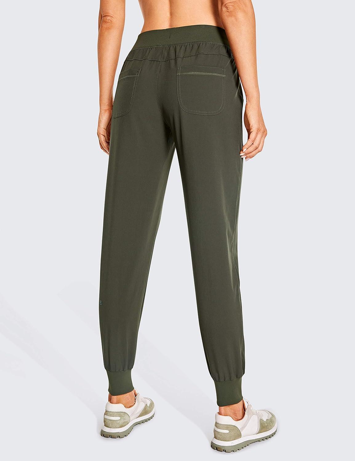 imageCRZ YOGA Womens Lightweight Workout Joggers 275quot  Travel Casual Outdoor Running Athletic Track Hiking Pants with PocketsDark Olive