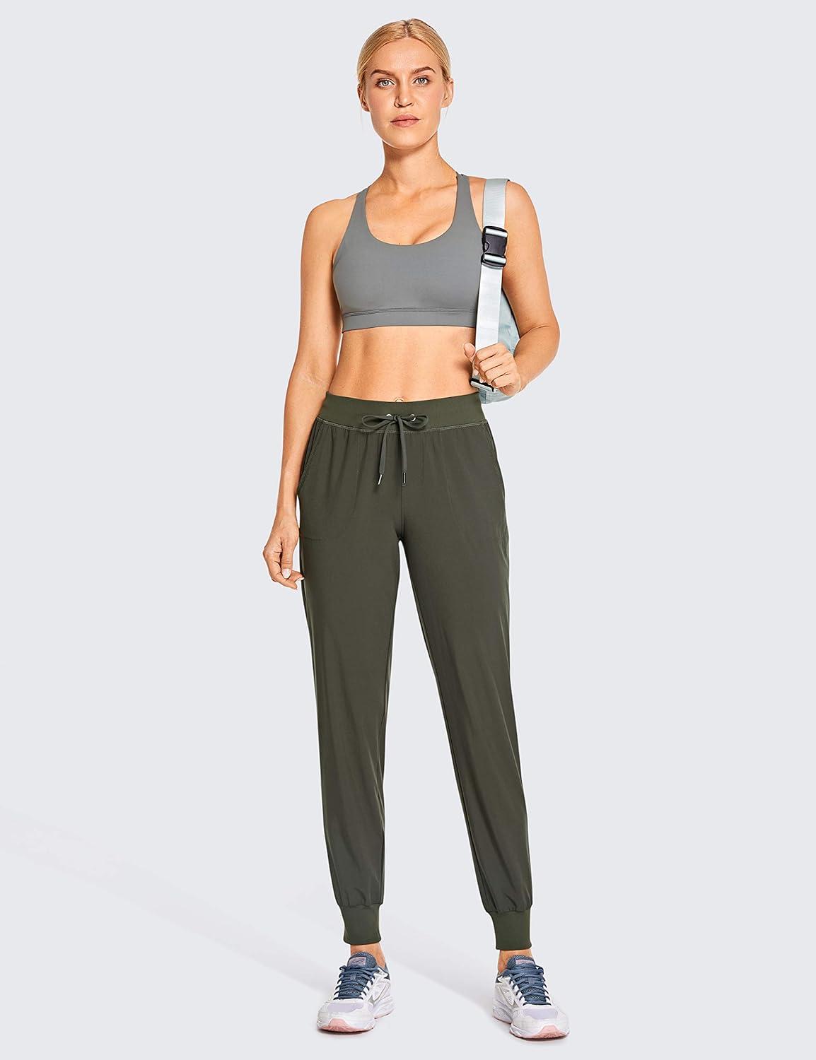 imageCRZ YOGA Womens Lightweight Workout Joggers 275quot  Travel Casual Outdoor Running Athletic Track Hiking Pants with PocketsDark Olive