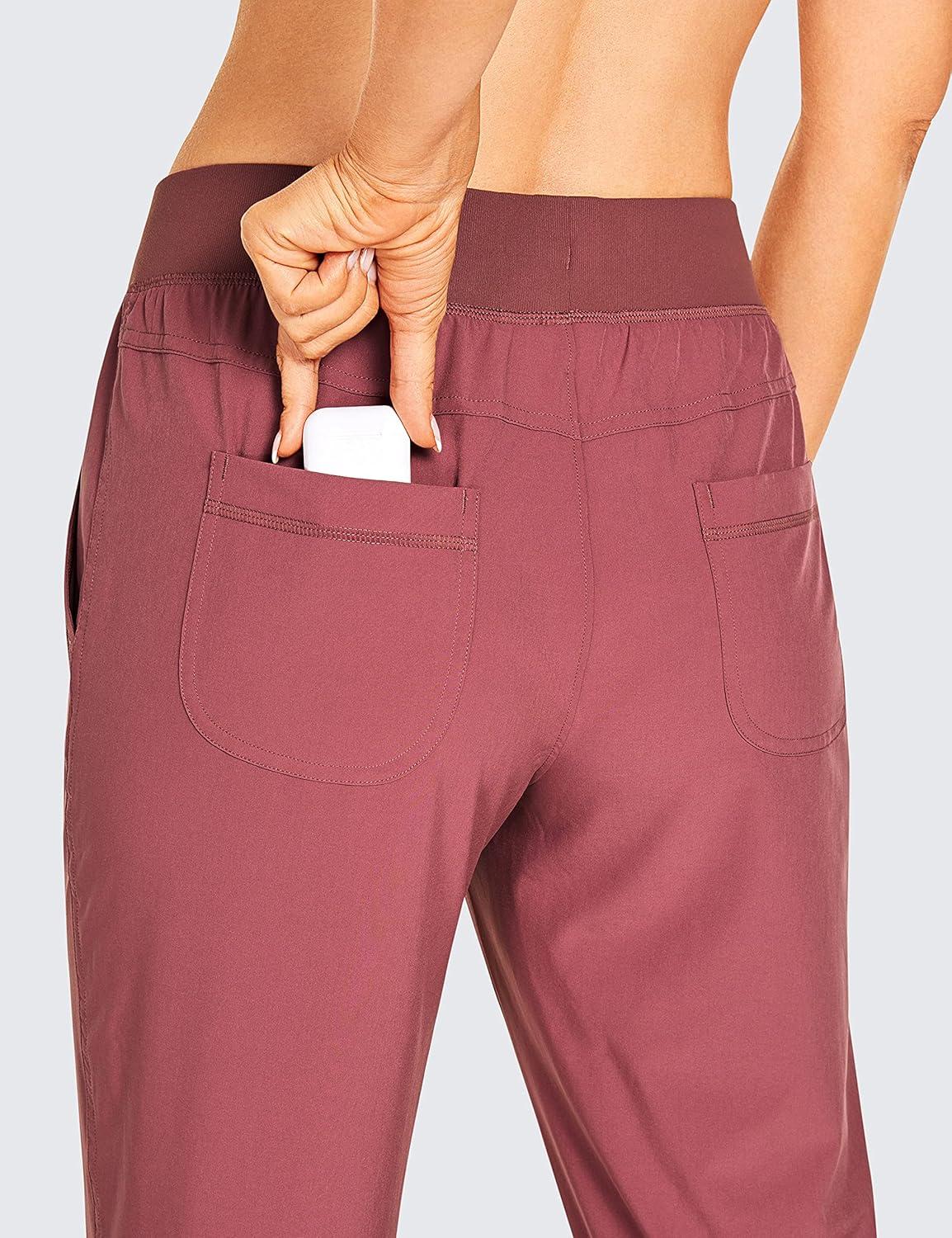 imageCRZ YOGA Womens Lightweight Workout Joggers 275quot  Travel Casual Outdoor Running Athletic Track Hiking Pants with PocketsMisty Merlot