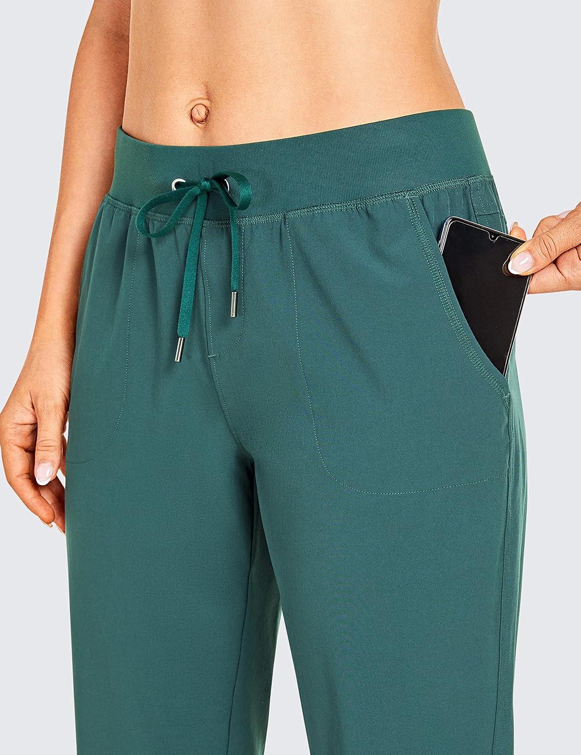 imageCRZ YOGA Womens Lightweight Workout Joggers 275quot  Travel Casual Outdoor Running Athletic Track Hiking Pants with PocketsMoss Green