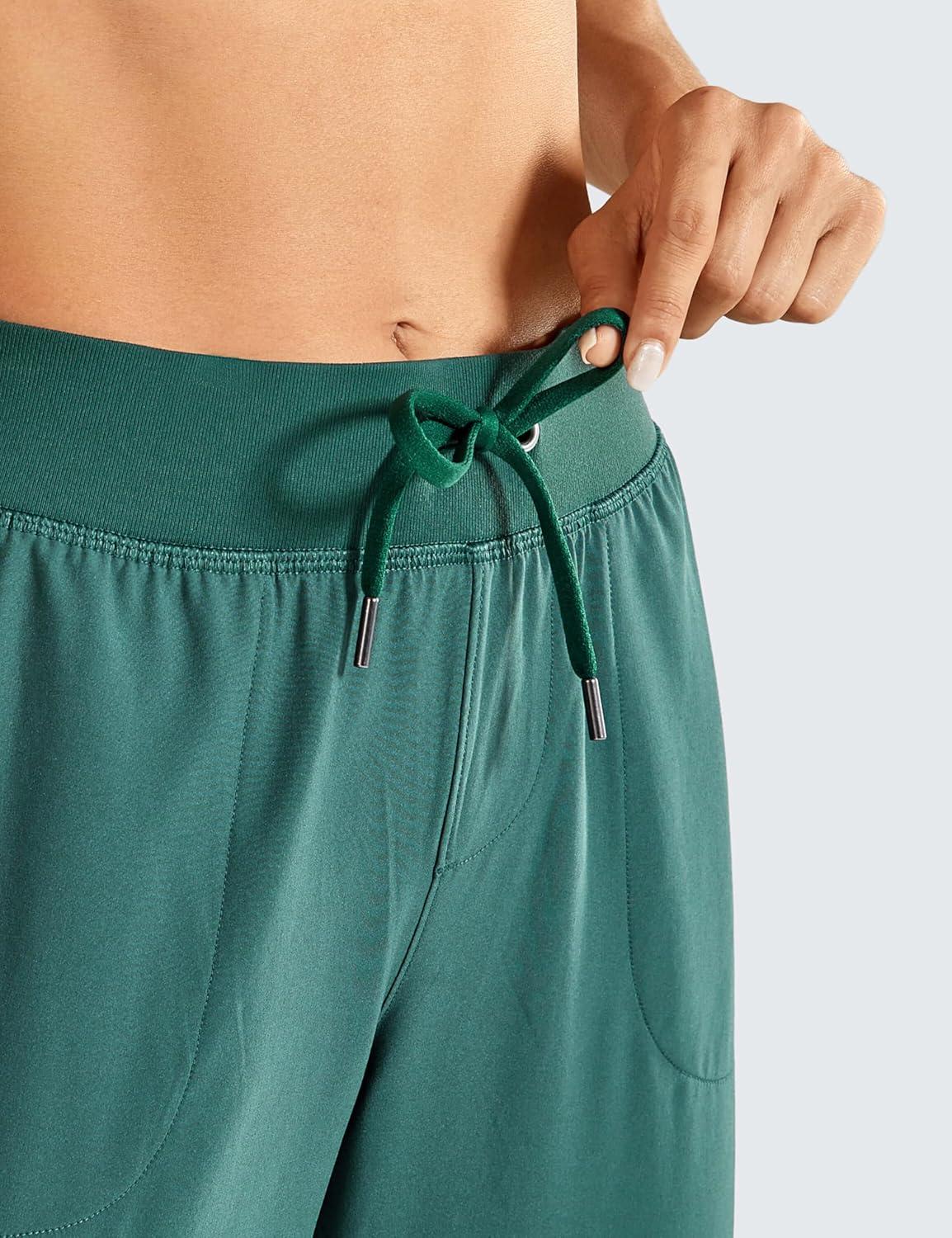 imageCRZ YOGA Womens Lightweight Workout Joggers 275quot  Travel Casual Outdoor Running Athletic Track Hiking Pants with PocketsMoss Green