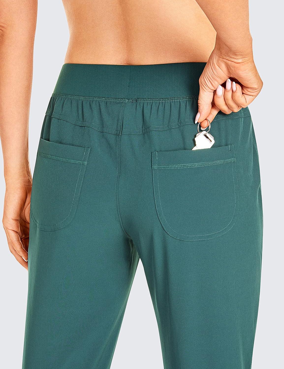 imageCRZ YOGA Womens Lightweight Workout Joggers 275quot  Travel Casual Outdoor Running Athletic Track Hiking Pants with PocketsMoss Green