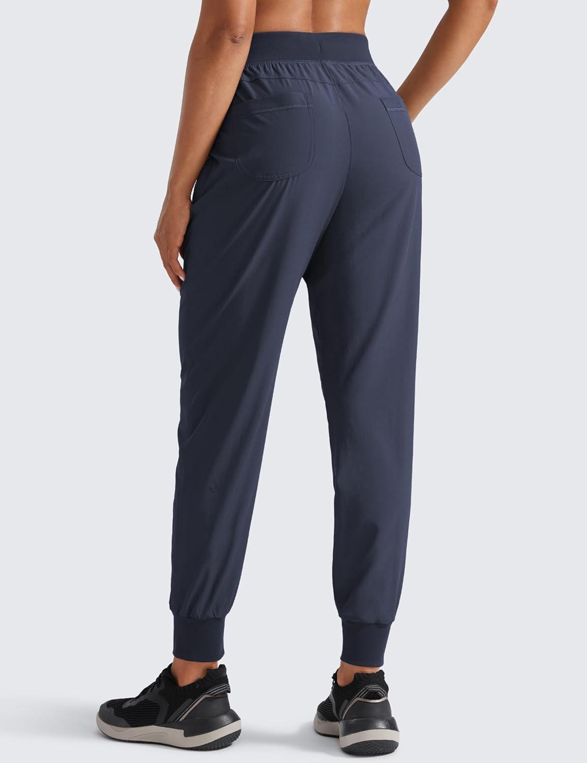 imageCRZ YOGA Womens Lightweight Workout Joggers 275quot  Travel Casual Outdoor Running Athletic Track Hiking Pants with PocketsNavy