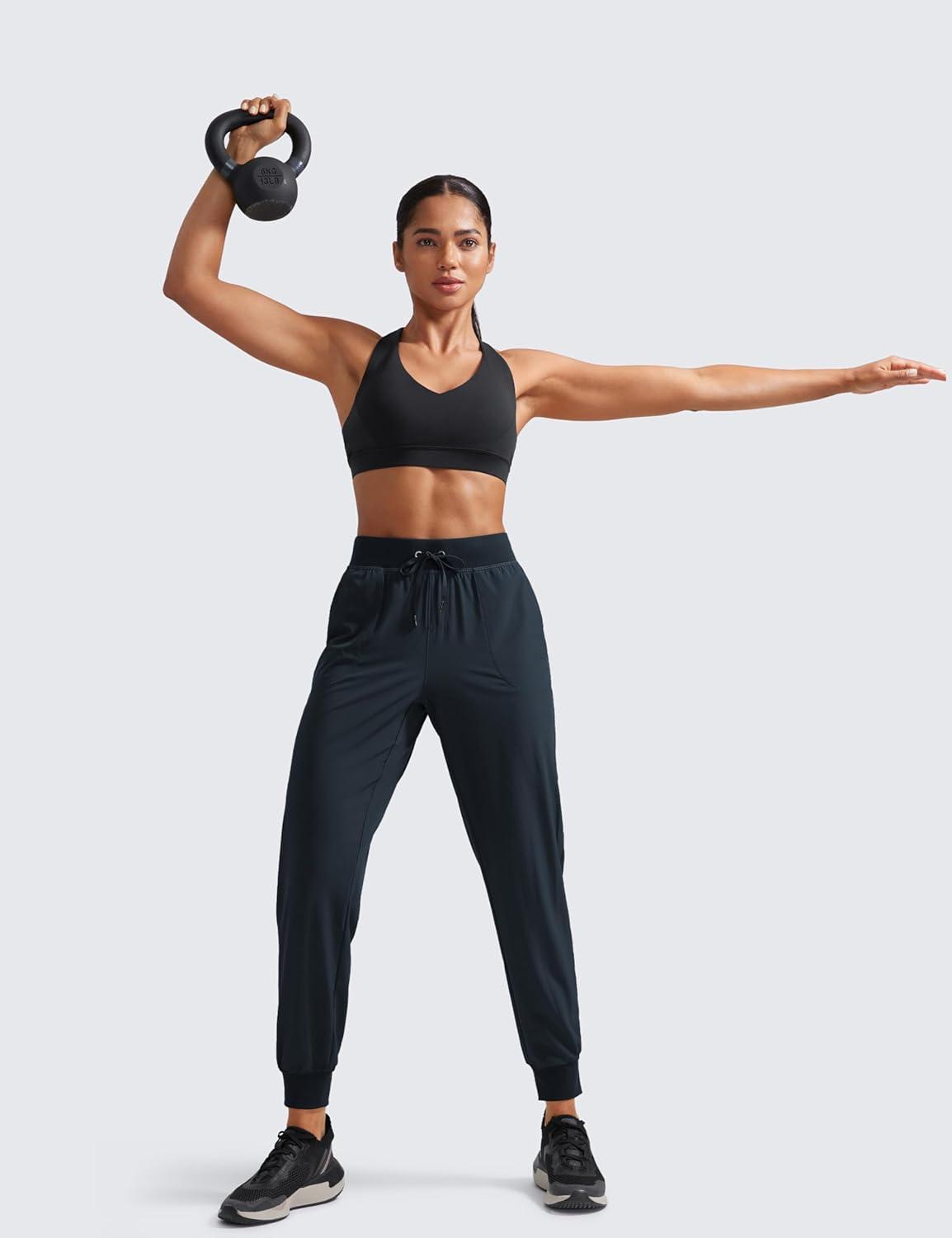 imageCRZ YOGA Womens Lightweight Workout Joggers 275quot  Travel Casual Outdoor Running Athletic Track Hiking Pants with PocketsTrue Navy
