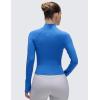 imageCRZ YOGA Butterluxe Womens Cropped Slim Fit Workout Jacket Weightless Track Athletic Full Zip Up Tops with Thumb HolesSparkle Blue