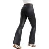 imageCRZ YOGA Girls Butterluxe Crossover Flare Leggings  Kids High Waist V Cross Bell Bottoms Bootcut Lounge Active Yoga PantsFaux Leather Black