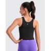 imageCRZ YOGA Girls Butterluxe Double Lined Tank Tops Crew Round Neck Racerback Teen Kid Workout Casual Dance Crop SleevelessBlack