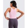 imageCRZ YOGA Girls Butterluxe Double Lined Tank Tops Crew Round Neck Racerback Teen Kid Workout Casual Dance Crop SleevelessPink Peony