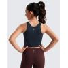 imageCRZ YOGA Girls Butterluxe Double Lined Tank Tops Crew Round Neck Racerback Teen Kid Workout Casual Dance Crop SleevelessTrue Navy