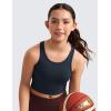 imageCRZ YOGA Girls Butterluxe Double Lined Tank Tops Crew Round Neck Racerback Teen Kid Workout Casual Dance Crop SleevelessTrue Navy
