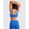 imageCRZ YOGA Girls Butterluxe Training Sports Bra  Scoop Neck U Back for Teens Kids Yoga Dance Crop TopSparkle Blue