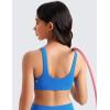 imageCRZ YOGA Girls Butterluxe Training Sports Bra  Scoop Neck U Back for Teens Kids Yoga Dance Crop TopSparkle Blue