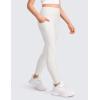 imageCRZ YOGA Girls Thermal Fleece Lined Athletic Leggings Water Resistant High Waist Warm Winter Kids Lounge Pants Side PocketsMilky White Bone