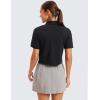 imageCRZ YOGA Golf Crop Polo Shirts for Women 3 Button Collared Quick Dry Tennis TShirt Short Sleeve Workout Athletic TopsBlack