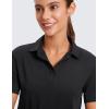 imageCRZ YOGA Golf Crop Polo Shirts for Women 3 Button Collared Quick Dry Tennis TShirt Short Sleeve Workout Athletic TopsBlack