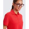 imageCRZ YOGA Golf Crop Polo Shirts for Women 3 Button Collared Quick Dry Tennis TShirt Short Sleeve Workout Athletic TopsDeep Red