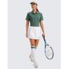 imageCRZ YOGA Golf Crop Polo Shirts for Women 3 Button Collared Quick Dry Tennis TShirt Short Sleeve Workout Athletic TopsGraphite Green