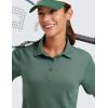 imageCRZ YOGA Golf Crop Polo Shirts for Women 3 Button Collared Quick Dry Tennis TShirt Short Sleeve Workout Athletic TopsGraphite Green