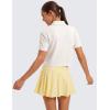 imageCRZ YOGA Golf Crop Polo Shirts for Women 3 Button Collared Quick Dry Tennis TShirt Short Sleeve Workout Athletic TopsMilky White Bone