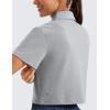 imageCRZ YOGA Golf Crop Polo Shirts for Women 3 Button Collared Quick Dry Tennis TShirt Short Sleeve Workout Athletic TopsRhino Grey