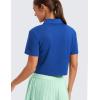 imageCRZ YOGA Golf Crop Polo Shirts for Women 3 Button Collared Quick Dry Tennis TShirt Short Sleeve Workout Athletic TopsWaves Blue