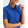imageCRZ YOGA Golf Crop Polo Shirts for Women 3 Button Collared Quick Dry Tennis TShirt Short Sleeve Workout Athletic TopsWaves Blue