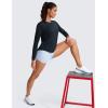 imageCRZ YOGA Lightweight Long Sleeve Workout Shirts for Women Gym Running Fall Tshirts High Neck Athletic Training TopsTrue Navy