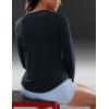 imageCRZ YOGA Lightweight Long Sleeve Workout Shirts for Women Gym Running Fall Tshirts High Neck Athletic Training TopsTrue Navy