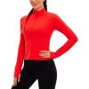 imageCRZ YOGA Butterluxe Womens Cropped Slim Fit Workout Jacket Weightless Track Athletic Full Zip Up Tops with Thumb HolesDark Red