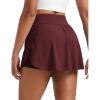 imageCRZ YOGA Tennis Skirts for Women High Waisted Side Slit Running Workout Athletic Mini A Line Skort with PocketsRed Merlot
