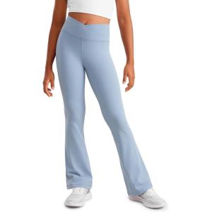 imageCRZ YOGA Girls Butterluxe Crossover Flare Leggings  Kids High Waist V Cross Bell Bottoms Bootcut Lounge Active Yoga PantsCambric Blue