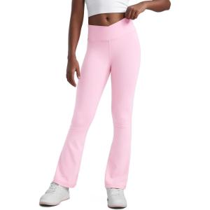 imageCRZ YOGA Girls Butterluxe Crossover Flare Leggings  Kids High Waist V Cross Bell Bottoms Bootcut Lounge Active Yoga PantsPink Peony