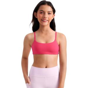imageCRZ YOGA Girls Butterluxe Sports Bras  Adjustable Spaghetti Strap Scoop Neck for Teens Kids Yoga Workout DanceLip Gloss Pink