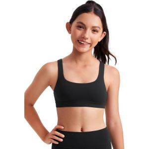 imageCRZ YOGA Girls Butterluxe Training Sports Bra  Scoop Neck U Back for Teens Kids Yoga Dance Crop TopBlack