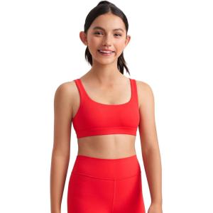 imageCRZ YOGA Girls Butterluxe Training Sports Bra  Scoop Neck U Back for Teens Kids Yoga Dance Crop TopDeep Red