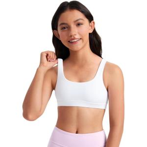 imageCRZ YOGA Girls Butterluxe Training Sports Bra  Scoop Neck U Back for Teens Kids Yoga Dance Crop TopWhite