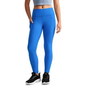 imageCRZ YOGA Girls Thermal Fleece Lined Athletic Leggings Water Resistant High Waist Warm Winter Kids Lounge Pants Side PocketsSparkle Blue