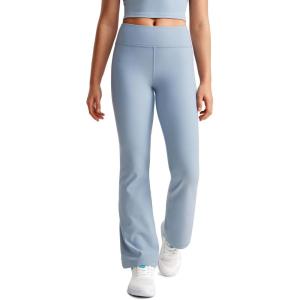 imageCRZ YOGA Girls Thermal Fleece Lined Flare Leggings Winter Warm Water Resistant Kids Bell Bottoms High Waist Pants Lounge YogaCambric Blue