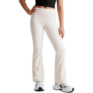 imageCRZ YOGA Girls Thermal Fleece Lined Flare Leggings Winter Warm Water Resistant Kids Bell Bottoms High Waist Pants Lounge YogaMilky White Bone