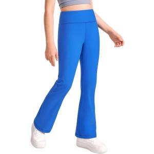 imageCRZ YOGA Girls Thermal Fleece Lined Flare Leggings Winter Warm Water Resistant Kids Bell Bottoms High Waist Pants Lounge YogaSparkle Blue